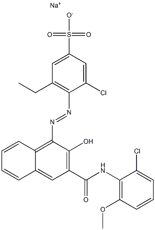 3-Chloro-5-ethyl-4-[[3-[[(2-chloro-6-methoxyphenyl)amino]carbonyl]-2-hydroxy-1-naphtyl]azo]benzenesulfonic acid sodium salt Structure