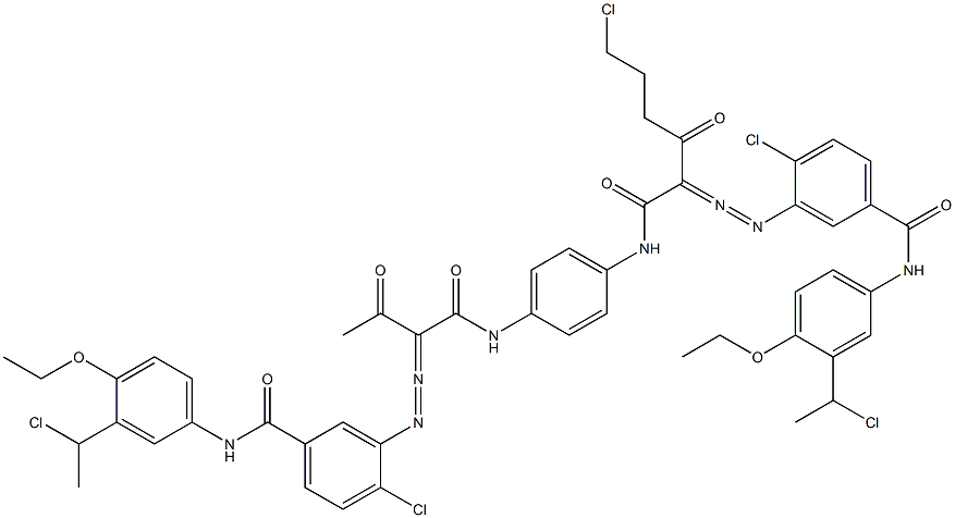 3,3'-[2-(2-Chloroethyl)-1,4-phenylenebis[iminocarbonyl(acetylmethylene)azo]]bis[N-[3-(1-chloroethyl)-4-ethoxyphenyl]-4-chlorobenzamide] Structure