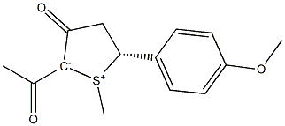 (5R)-2-Acetyl-5-(p-methoxyphenyl)-1-methyl-3-oxo-2,3,4,5-tetrahydrothiophen-1-ium-2-ide Structure