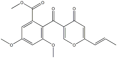 2-[[4-Oxo-6-[(E)-1-propenyl]-4H-pyran-3-yl]carbonyl]-3,5-dimethoxybenzoic acid methyl ester Structure