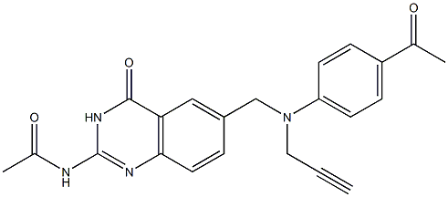 2-Acetylamino-6-[N-(4-acetylphenyl)-N-(2-propynyl)aminomethyl]quinazolin-4(3H)-one 구조식 이미지