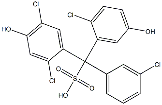 (3-Chlorophenyl)(2-chloro-5-hydroxyphenyl)(2,5-dichloro-4-hydroxyphenyl)methanesulfonic acid 구조식 이미지