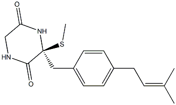 (2S)-2-Methylthio-2-[4-(3-methyl-2-butenyl)benzyl]piperazine-3,6-dione 구조식 이미지