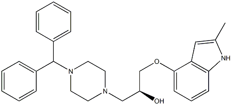 (S)-1-[(2-Methyl-1H-indol-4-yl)oxy]-3-[4-(diphenylmethyl)piperazin-1-yl]-2-propanol 구조식 이미지