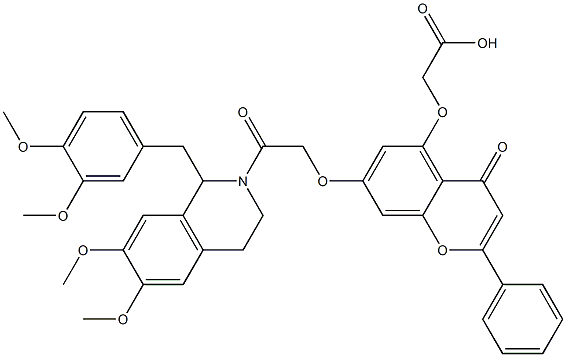 [[7-[2-[[1-[(3,4-Dimethoxyphenyl)methyl]-3,4-dihydro-6,7-dimethoxyisoquinolin]-2(1H)-yl]-2-oxoethoxy]-4-oxo-2-phenyl-4H-1-benzopyran-5-yl]oxy]acetic acid Structure