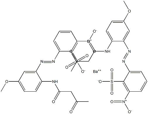 Bis[2-[2-(1,3-dioxobutylamino)-5-methoxyphenylazo]-6-nitrobenzenesulfonic acid]barium salt Structure