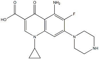 5-Amino-1-cyclopropyl-6-fluoro-1,4-dihydro-4-oxo-7-(1-piperazinyl)quinoline-3-carboxylic acid 구조식 이미지