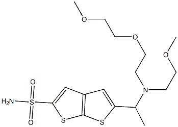 5-[1-[N-(2-Methoxyethyl)-N-[2-(2-methoxyethoxy)ethyl]amino]ethyl]thieno[2,3-b]thiophene-2-sulfonamide 구조식 이미지