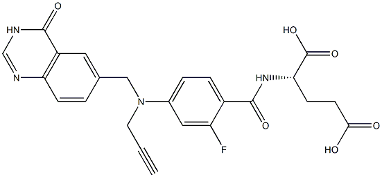 (2S)-2-[2-Fluoro-4-[N-[(3,4-dihydro-4-oxoquinazolin)-6-ylmethyl]-N-(2-propynyl)amino]benzoylamino]glutaric acid Structure