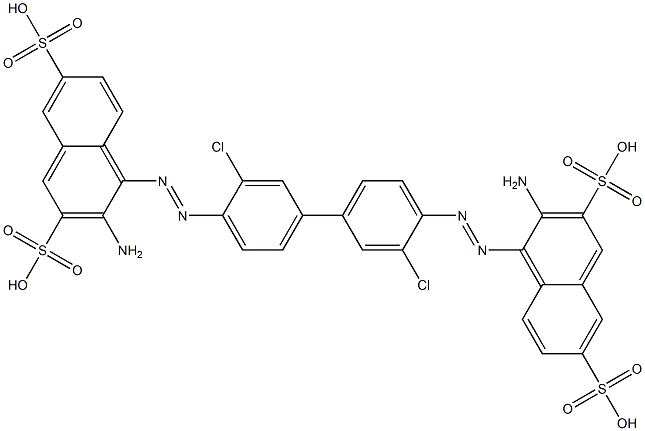 4,4'-[(3,3'-Dichloro[1,1'-biphenyl]-4,4'-diyl)bis(azo)]bis[3-amino-2,7-naphthalenedisulfonic acid] 구조식 이미지