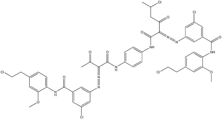 3,3'-[2-(1-Chloroethyl)-1,4-phenylenebis[iminocarbonyl(acetylmethylene)azo]]bis[N-[4-(2-chloroethyl)-2-methoxyphenyl]-5-chlorobenzamide] Structure