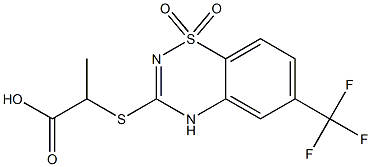 6-Trifluoromethyl-3-[(1-carboxyethyl)thio]-4H-1,2,4-benzothiadiazine 1,1-dioxide 구조식 이미지