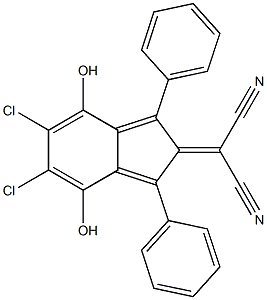 (1,3-Diphenyl-4,7-dihydroxy-5,6-dichloro-2H-inden-2-ylidene)malononitrile Structure