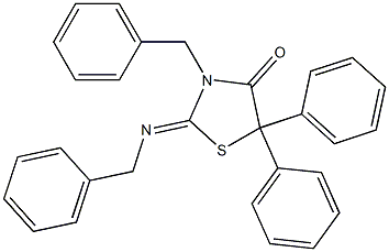 3-Benzyl-2-(benzylimino)-5,5-diphenylthiazolidin-4-one Structure