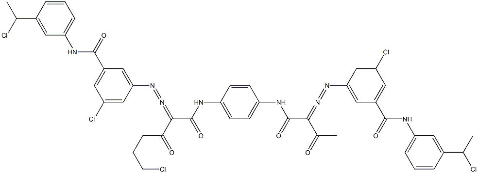 3,3'-[2-(2-Chloroethyl)-1,4-phenylenebis[iminocarbonyl(acetylmethylene)azo]]bis[N-[3-(1-chloroethyl)phenyl]-5-chlorobenzamide] Structure