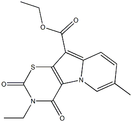 3,4-Dihydro-2,4-dioxo-3-ethyl-7-methyl-2H-1,3-thiazino[6,5-b]indolizine-10-carboxylic acid ethyl ester Structure