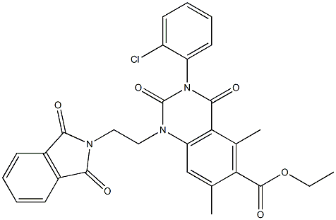 1,2,3,4-Tetrahydro-3-(2-chlorophenyl)-1-[2-(1,3-dioxoisoindolin-2-yl)ethyl]-5,7-dimethyl-2,4-dioxoquinazoline-6-carboxylic acid ethyl ester 구조식 이미지