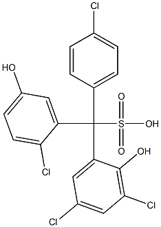 (4-Chlorophenyl)(2-chloro-5-hydroxyphenyl)(3,5-dichloro-2-hydroxyphenyl)methanesulfonic acid 구조식 이미지