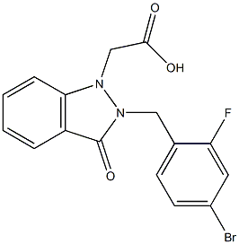 2-(4-Bromo-2-fluorobenzyl)-2,3-dihydro-3-oxo-1H-indazole-1-acetic acid 구조식 이미지