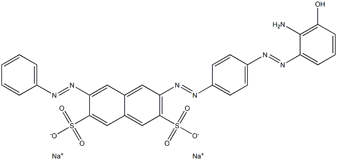 2-[[4-[(2-Amino-3-hydroxyphenyl)azo]phenyl]azo]-7-(phenylazo)-3,6-naphthalenedisulfonic acid disodium salt 구조식 이미지