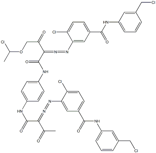 3,3'-[2-[(1-Chloroethyl)oxy]-1,4-phenylenebis[iminocarbonyl(acetylmethylene)azo]]bis[N-[3-(chloromethyl)phenyl]-4-chlorobenzamide] Structure