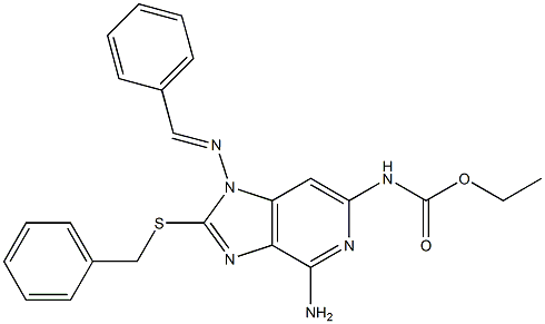 N-[4-Amino-1-(benzylideneamino)-2-(benzylthio)-1H-imidazo[4,5-c]pyridin-6-yl]carbamic acid ethyl ester 구조식 이미지