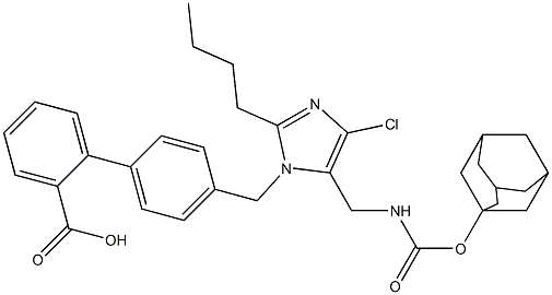 4'-[[2-Butyl-4-chloro-5-[(adamantan-1-yl)oxycarbonylaminomethyl]-1H-imidazol-1-yl]methyl]-1,1'-biphenyl-2-carboxylic acid Structure