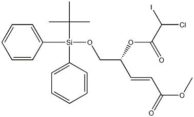(2E,4R)-4-(Chloroiodoacetyloxy)-5-(tert-butyldiphenylsilyloxy)-2-pentenoic acid methyl ester 구조식 이미지