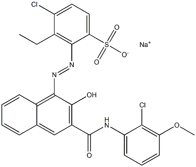 4-Chloro-3-ethyl-2-[[3-[[(2-chloro-3-methoxyphenyl)amino]carbonyl]-2-hydroxy-1-naphtyl]azo]benzenesulfonic acid sodium salt Structure