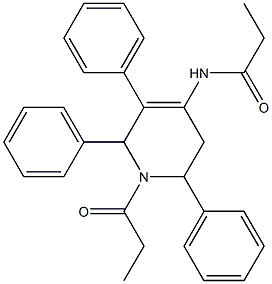 1,2,5,6-Tetrahydro-2,3,6-triphenyl-1-propionyl-4-(propionylamino)pyridine 구조식 이미지