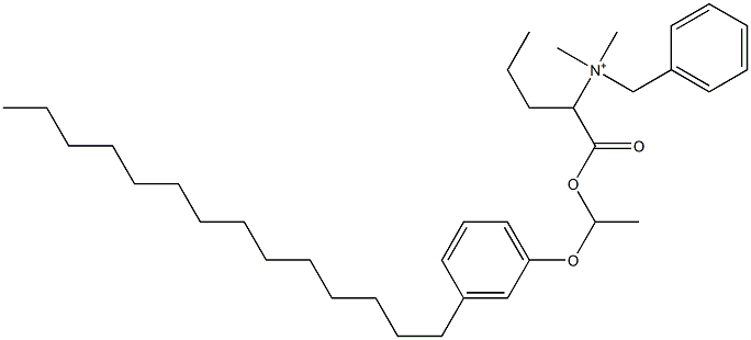 N,N-Dimethyl-N-benzyl-N-[1-[[1-(3-tetradecylphenyloxy)ethyl]oxycarbonyl]butyl]aminium 구조식 이미지