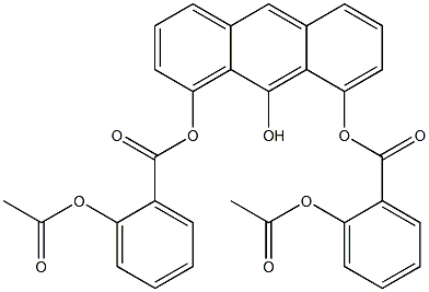 Bis[2-(acetyloxy)benzoic acid]9-hydroxyanthracene-1,8-diyl ester Structure