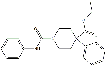4-Phenyl-1-(phenylcarbamoyl)-4-piperidinecarboxylic acid ethyl ester Structure