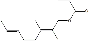 Propionic acid 2,3-dimethyl-2,6-octadienyl ester 구조식 이미지