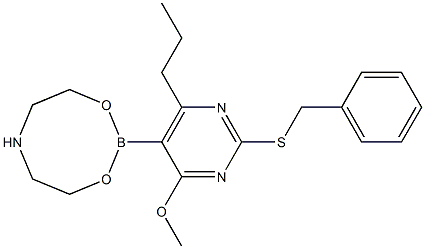 2-(2-Benzylthio-4-methoxy-6-propyl-5-pyrimidinyl)tetrahydro-6H-1,3,6,2-dioxazaborocine 구조식 이미지