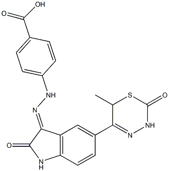 4-[2-[[1,2-Dihydro-5-[(6-methyl-2-oxo-3,6-dihydro-2H-1,3,4-thiadiazin)-5-yl]-2-oxo-3H-indol]-3-ylidene]hydrazino]benzoic acid Structure