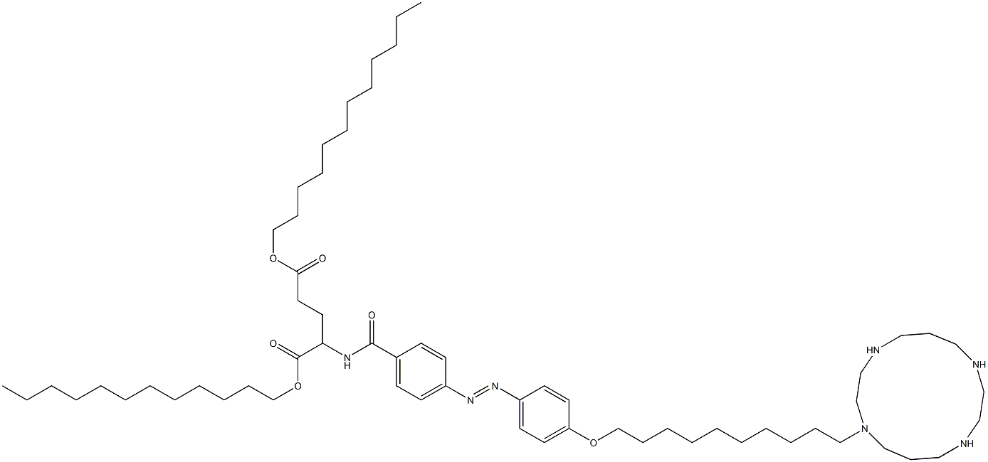 2-[4-[4-[10-(1,4,8,11-Tetraazacyclotetradecan-1-yl)decyloxy]phenylazo]benzoylamino]glutaric acid didodecyl ester 구조식 이미지