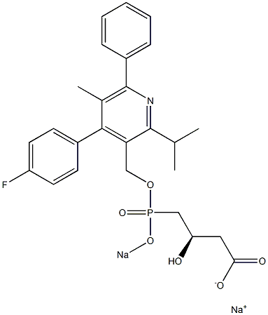 (3R)-4-[[[4-(4-Fluorophenyl)-2-isopropyl-5-methyl-6-phenyl-3-pyridinyl]methoxy]sodiooxyphosphinyl]-3-hydroxybutyric acid sodium salt 구조식 이미지