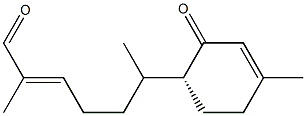 (R,2E)-2,6-Dimethyl-6-(4-methyl-2-oxo-3-cyclohexen-1-yl)-2-hexenal 구조식 이미지