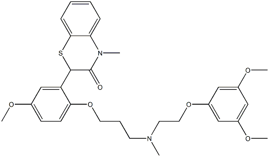 2-[2-[3-[N-[2-(3,5-Dimethoxyphenoxy)ethyl]methylamino]propyloxy]-5-methoxyphenyl]-4-methyl-4H-1,4-benzothiazin-3(2H)-one 구조식 이미지