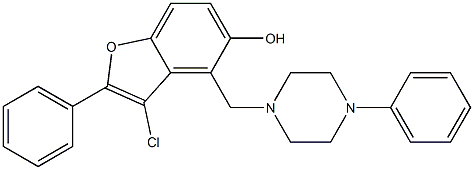 3-Chloro-2-phenyl-4-[(4-phenyl-1-piperazinyl)methyl]benzofuran-5-ol Structure