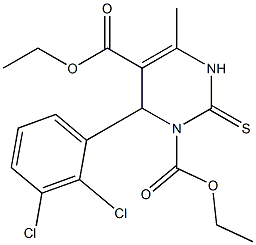 1,2,3,4-Tetrahydro-6-methyl-4-(2,3-dichlorophenyl)-2-thioxopyrimidine-3,5-dicarboxylic acid diethyl ester Structure