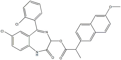 1,3-Dihydro-5-(2-chlorophenyl)-7-chloro-2-oxo-2H-1,4-benzodiazepin-3-ol 2-(6-methoxynaphthalen-2-yl)propionate Structure