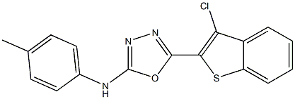 N-(4-Methylphenyl)-5-(3-chlorobenzo[b]thiophen-2-yl)-1,3,4-oxadiazol-2-amine 구조식 이미지