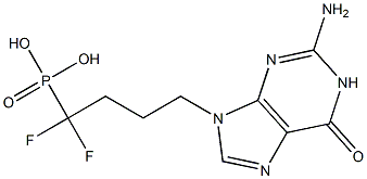 4-[(2-Amino-1,6-dihydro-6-oxo-9H-purin)-9-yl]-1,1-difluorobutylphosphonic acid 구조식 이미지