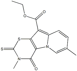 3,4-Dihydro-4-oxo-2-thioxo-3,7-dimethyl-2H-1,3-thiazino[6,5-b]indolizine-10-carboxylic acid ethyl ester Structure