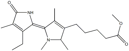 2-[(2Z)-3-Ethyl-4-methyl-5-oxo-(2,5-dihydro-1H-pyrrol)-2-ylidene]methyl-3,5-dimethyl-1H-pyrrole-4-pentanoic acid methyl ester 구조식 이미지