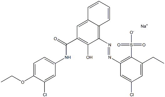 4-Chloro-2-ethyl-6-[[3-[[(3-chloro-4-ethoxyphenyl)amino]carbonyl]-2-hydroxy-1-naphtyl]azo]benzenesulfonic acid sodium salt 구조식 이미지