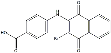 4-[[(2-Bromo-1,4-dihydro-1,4-dioxonaphthalen)-3-yl]amino]benzoic acid 구조식 이미지