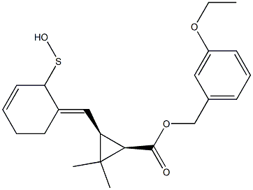 (1R,3S)-2,2-Dimethyl-3-[[(3E)-2,3,4,5-tetrahydro-2-oxothiophen]-3-ylidenemethyl]cyclopropane-1-carboxylic acid-3-ethoxybenzyl ester 구조식 이미지